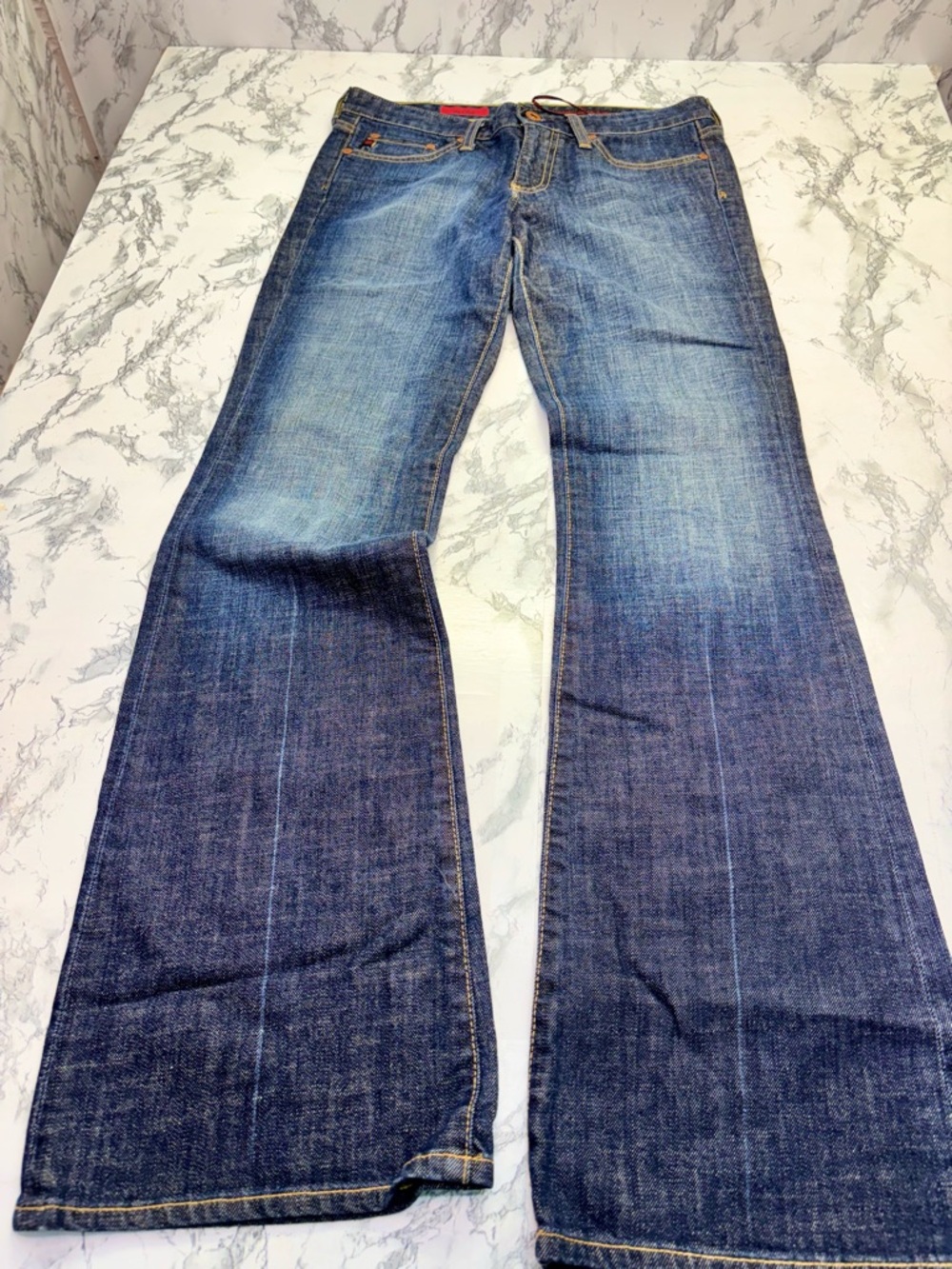 Ag Adriano Goldschmied The Club Y2K Dark Wash Blue Faded Wide Leg Jeans Size 28
